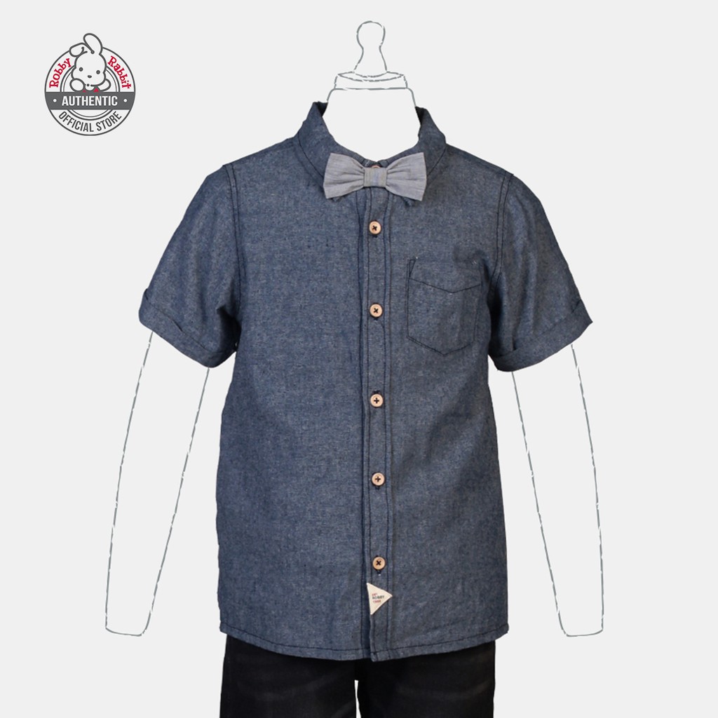 Robby Rabbit Easy Essential Chambray Polo with Bow Tie (Navy Blue ...