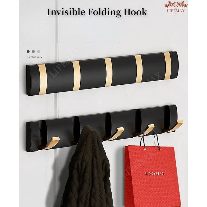 [SG Seller]Creative invisible folding hook. Bathroom kitchen row hook ...