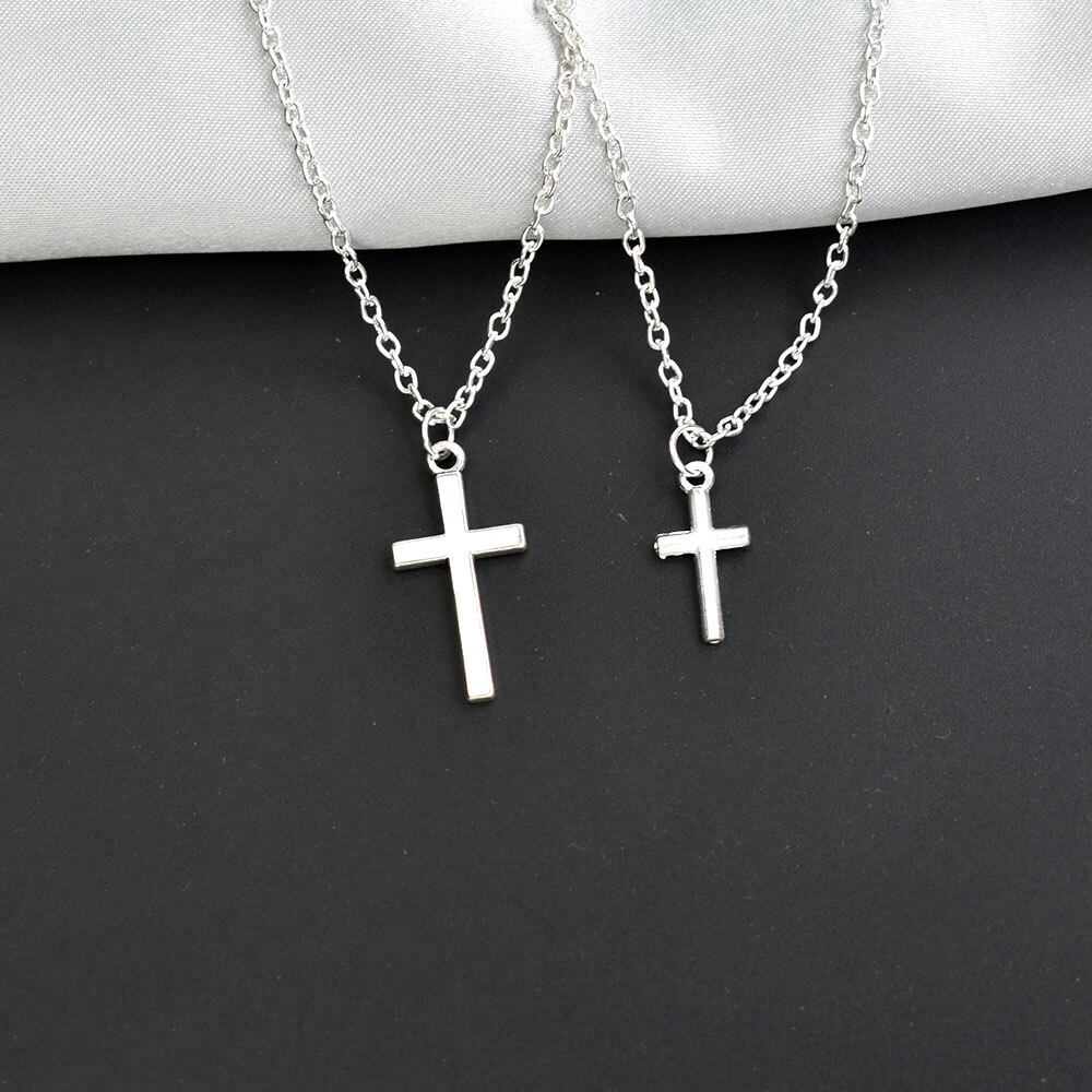 Silver Necklace Cross Necklace Shopee Stainless Steel Simple