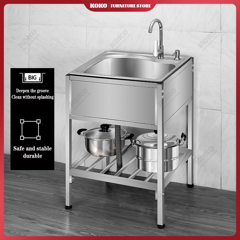 Kitchen stainless steel sink workbench with floor stand Simple sink ...