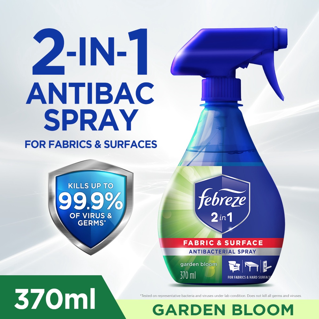 Febreze 2In1 Antibacterial Disinfectant Spray 370Ml (Garden Bloom