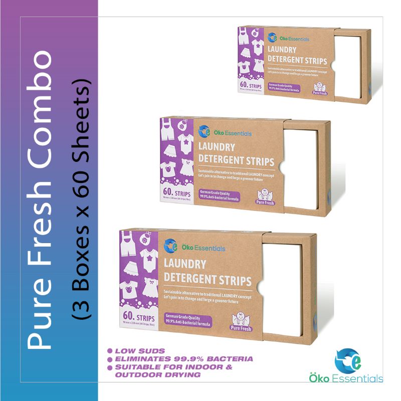 TRIO COMBO, ÖKO ESSENTIALS LAUNDRY DETERGENT SHEETS (Pure Fresh/  Unscented)