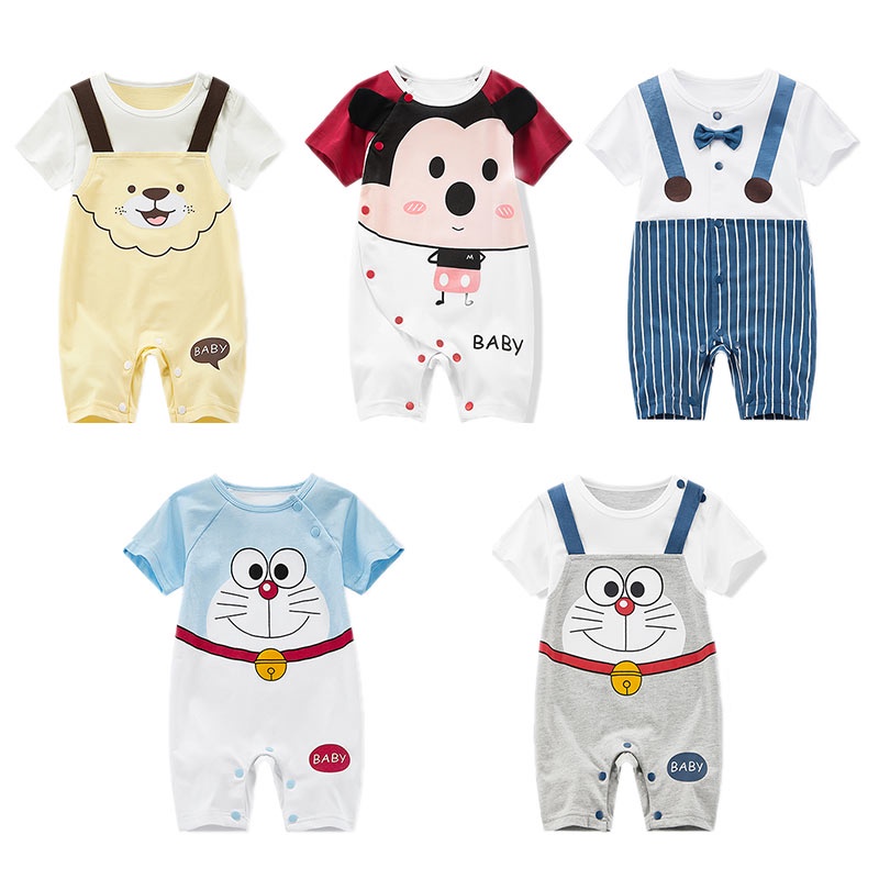 Cartoon Unisex Newborn Baby Clothes Baby Rompers Cotton Short