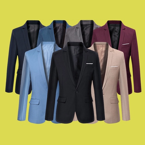 [S-5XL] Men's Blazer Formal Business Outerwear Jacket Korean Suit Slim ...