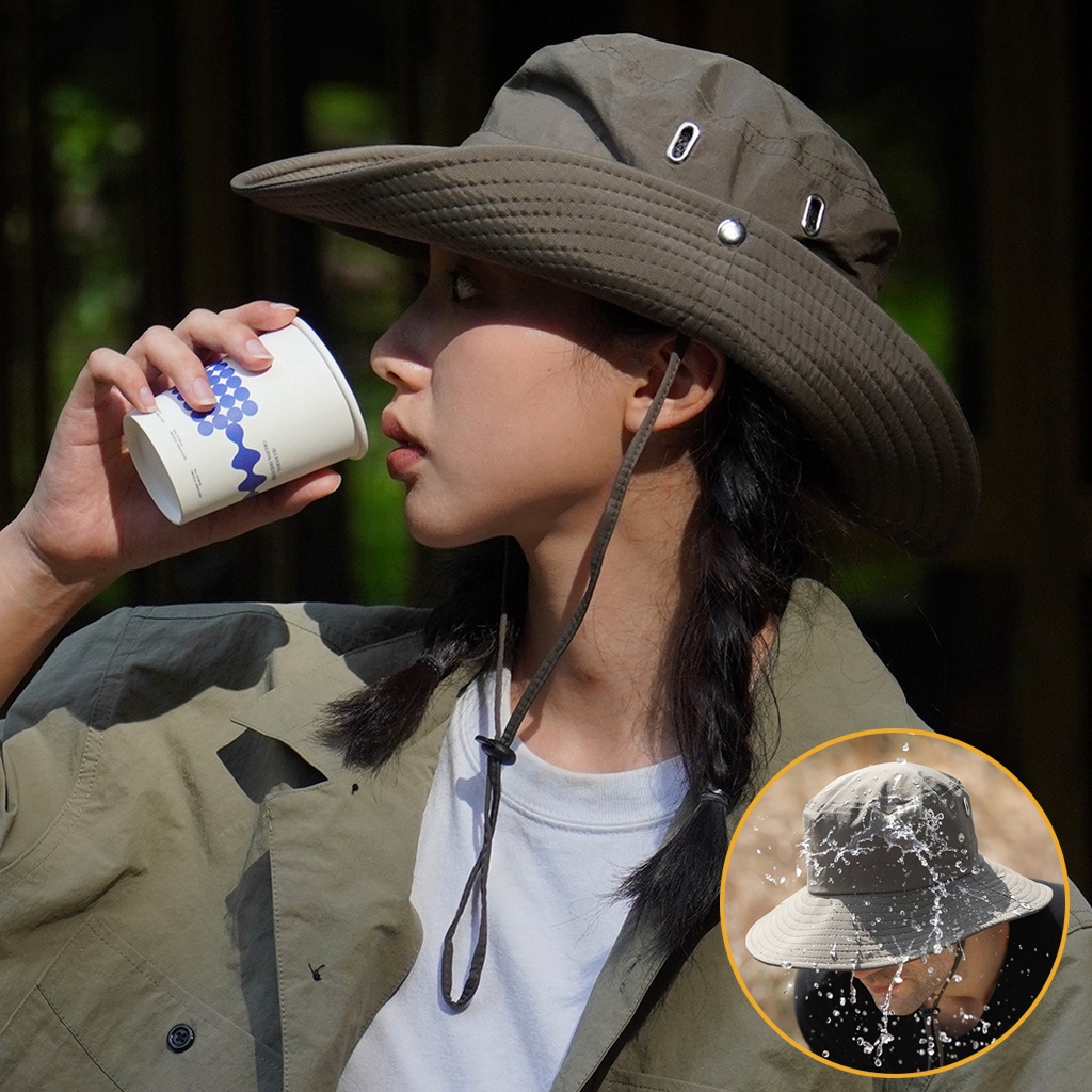 fisherman-hat-waterproof-wide-brim-bucket-hat-hiking-jungle-hat