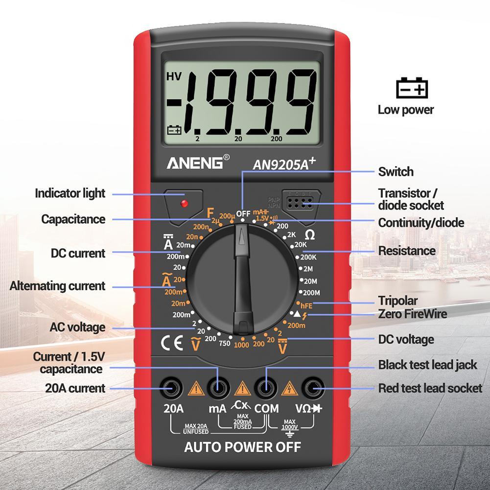 DT-9205A Digital Multimeter Handheld Multimeter 9205A Resistance Multimeter