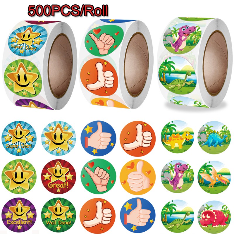 500PCS Stickers For Kids Teacher Reward Stickers Star Dinosaur Design ...