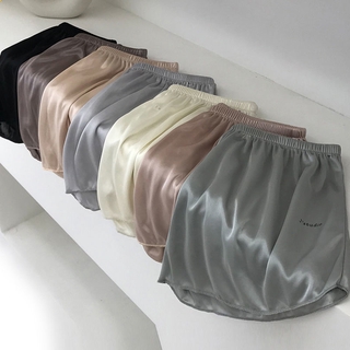 Fashion Safety Pants Ice Silk Boxer Shorts Seamless Ruffled Pumpkin Pants Loose  Underwear Intimates Women Home Sleeping Bottoms