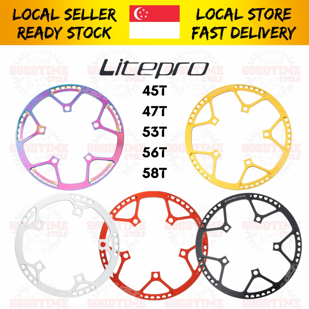 Litepro Round Chainring 45/47/53/56/58T 130BCD Ultralight Single Gear ...