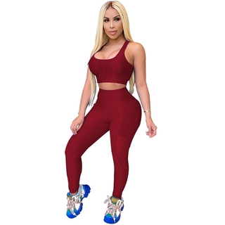 *PLUS SIZE* 5XL Women Tracksuit European and American Hot Style Solid-color  Tank Top Sport Bra & Patchwork Trousers Two Piece Set