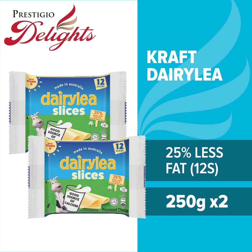 [Bundle of 2] Kraft Dairylea Cheese Singles 25 Less Fat (12 Slices