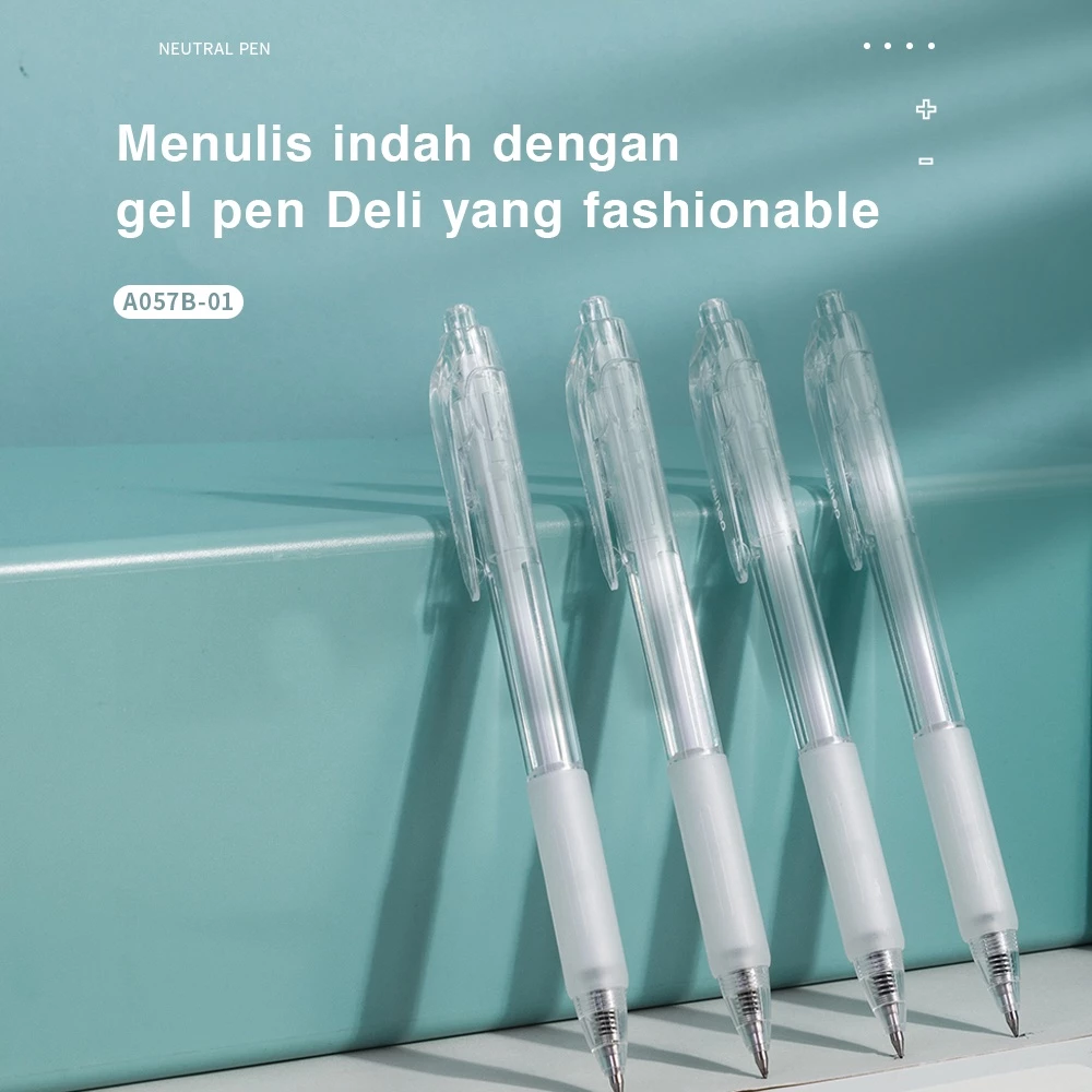 Deli Gel Pen Pulpen Gel Retractable Tinta Hitam 0.5mm A057B-01 - Gambar 2
