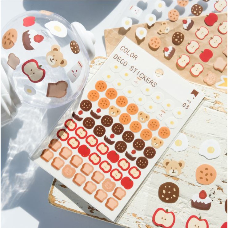 3 Sheet / 10 Design Set DIY Diary Scrapbook Stickers Morandi Stationery ...