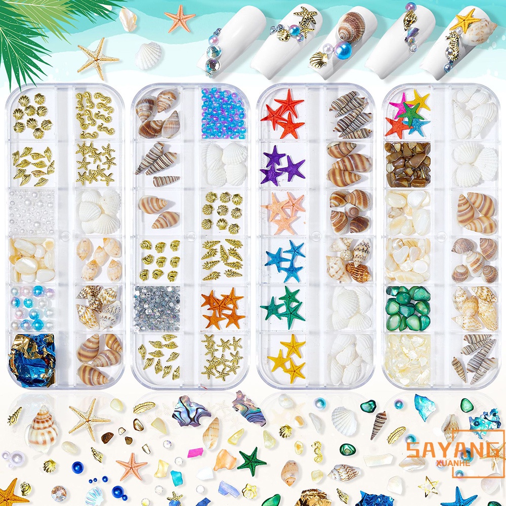 Ocean Series Nail Jewelry 3D Natural Shell Slices Sea Star Nail