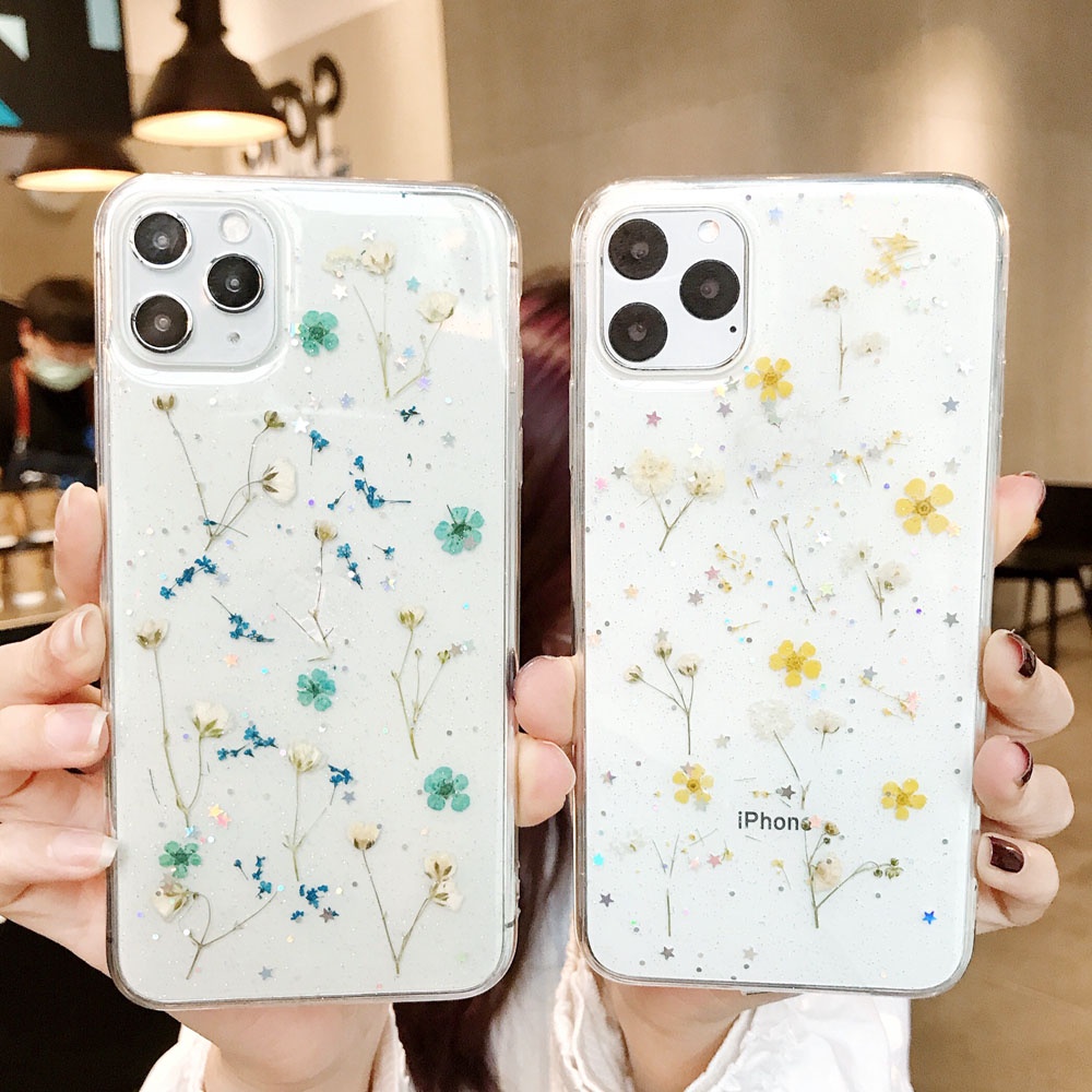 Dry Flower Transparent Phone Case for iPhone 11 12 13 14 Mini Pro