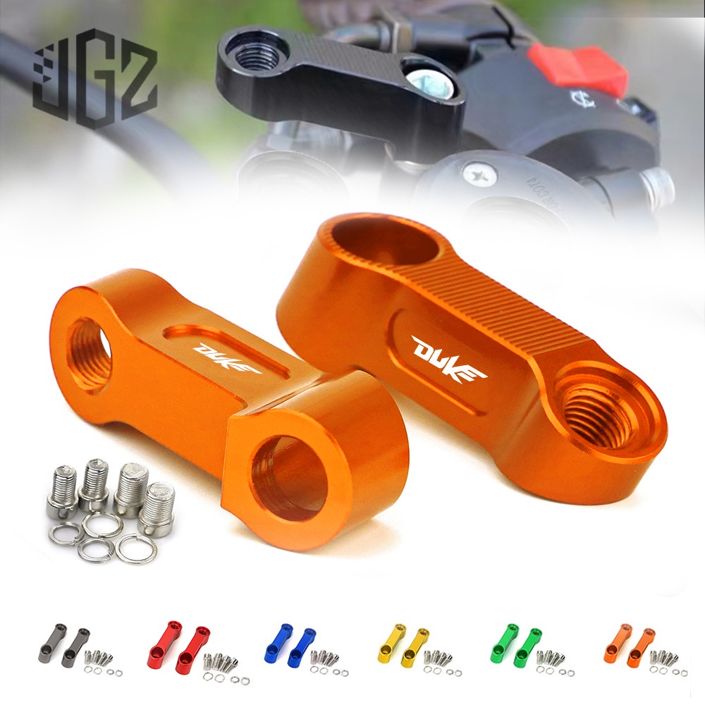 Duke CNC Rearview Mirror Mount Riser Extenders Adapter Kit Bracket 10MM ...