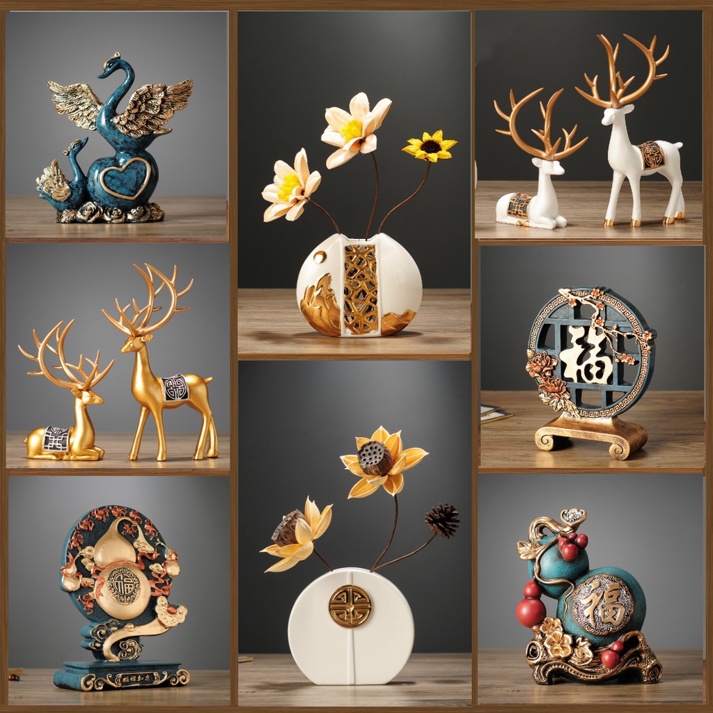 Swan Ornaments Creative Home Decorations Deer Vase Room Gourd Living Tv Cabinet Wine Crafts [Quality Life]