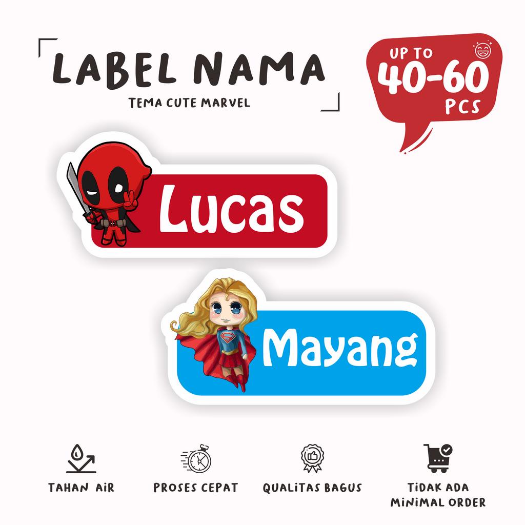 (40-60Pcs) Marvel Name custom label Sticker|Print waterproff Stickers ...