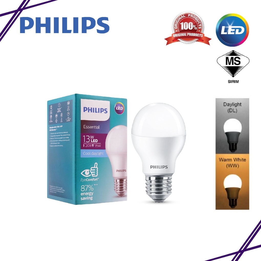 PHILIPS 5W/7W/9W/11W/13W E27 ESSENTIAL GEN2 LED BULB/LED PHILIPS ESS 5W ...