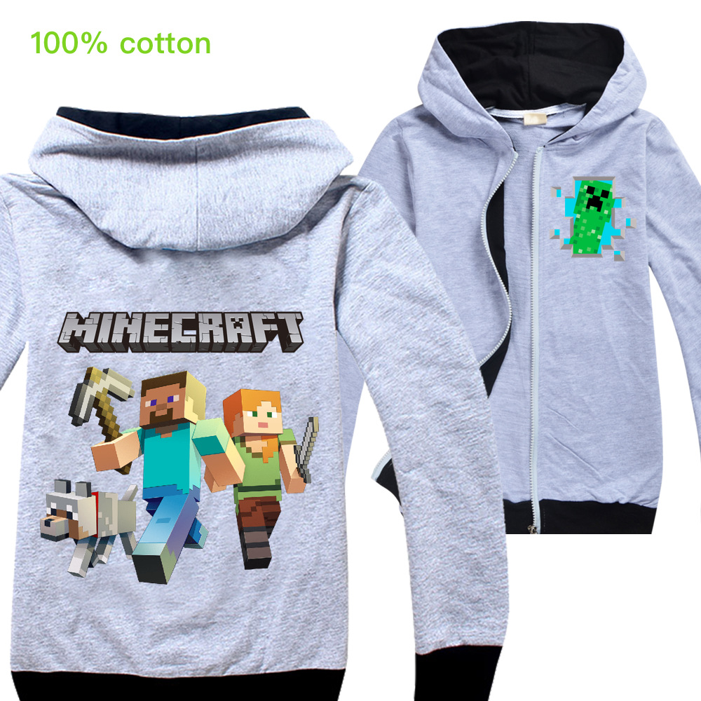 Spot 2020 Spring Minecraft print Boys Hooded Coat Jacket Kids girls ...