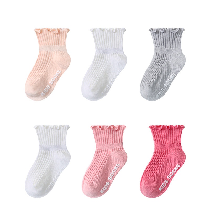 07Yrs Kids Plain Socks Baby Girl Lace Anti Slip Sock Girls Princess