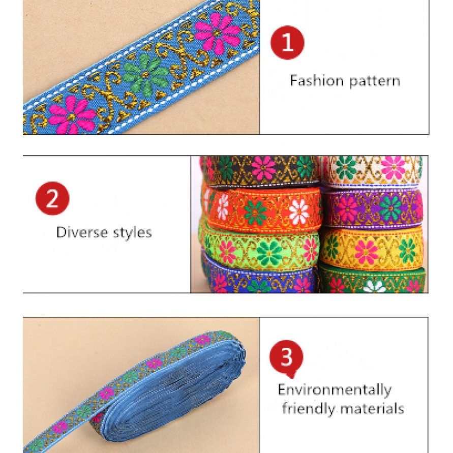 2 meters Embroidery Flower Lace Edging Ribbon 2.2cm Width Fabric ...