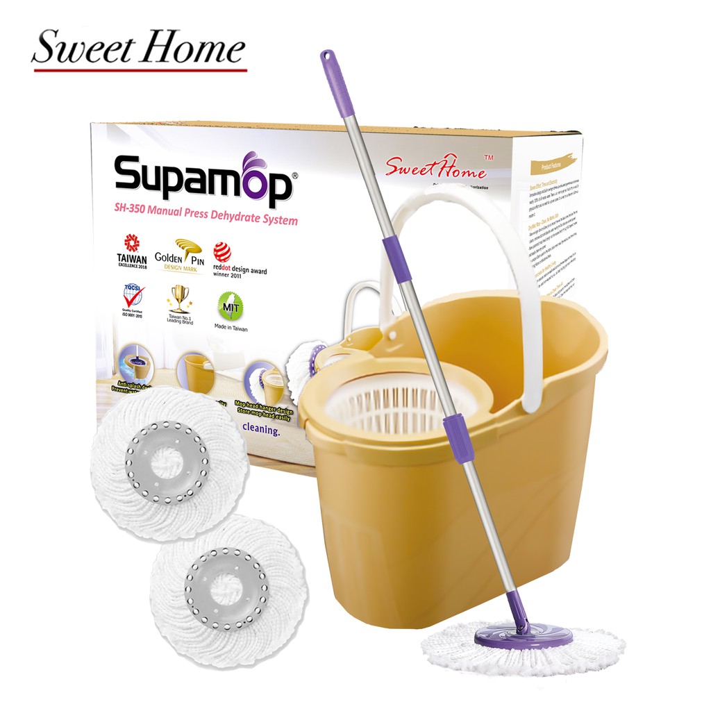 [SupaMop] Classic SH350 Hand Press Spin Mop Set 1 Year Warranty Free 2 ...