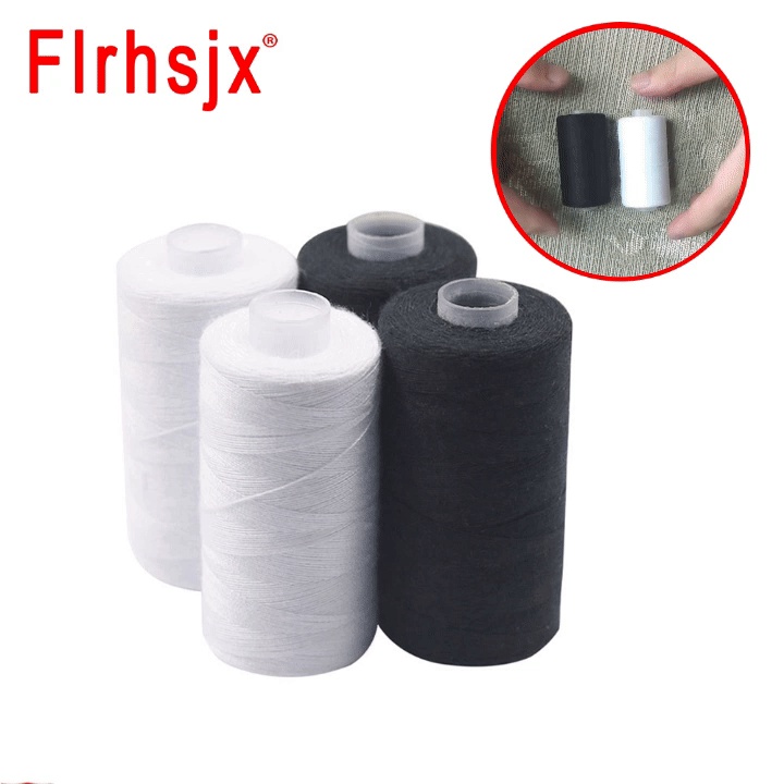 500-3000m Polyester Sewing Thread Spools Black White Threads for Sewing ...