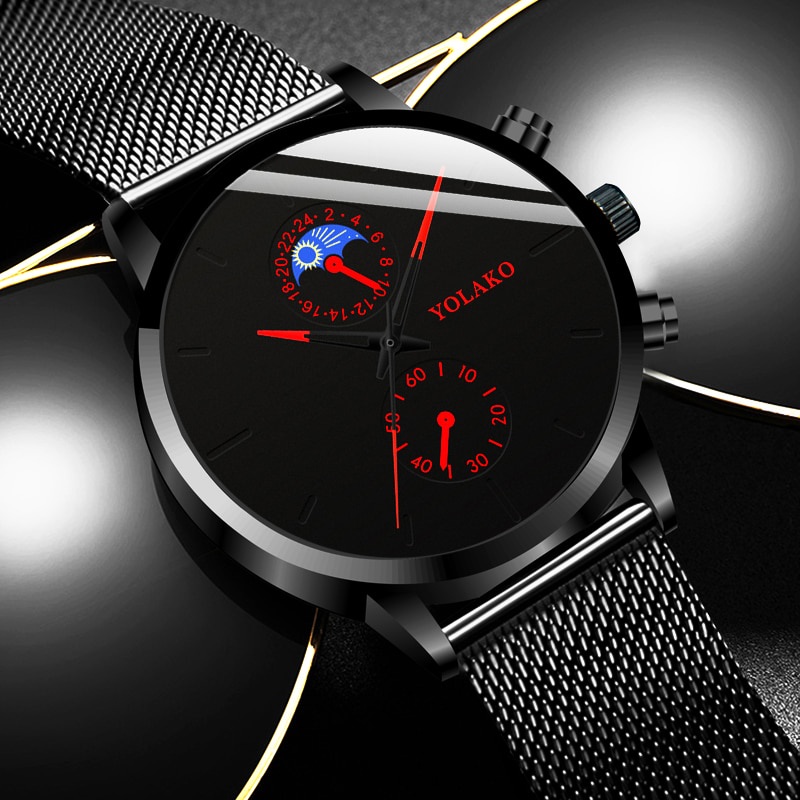 Mens black sale mesh strap watch