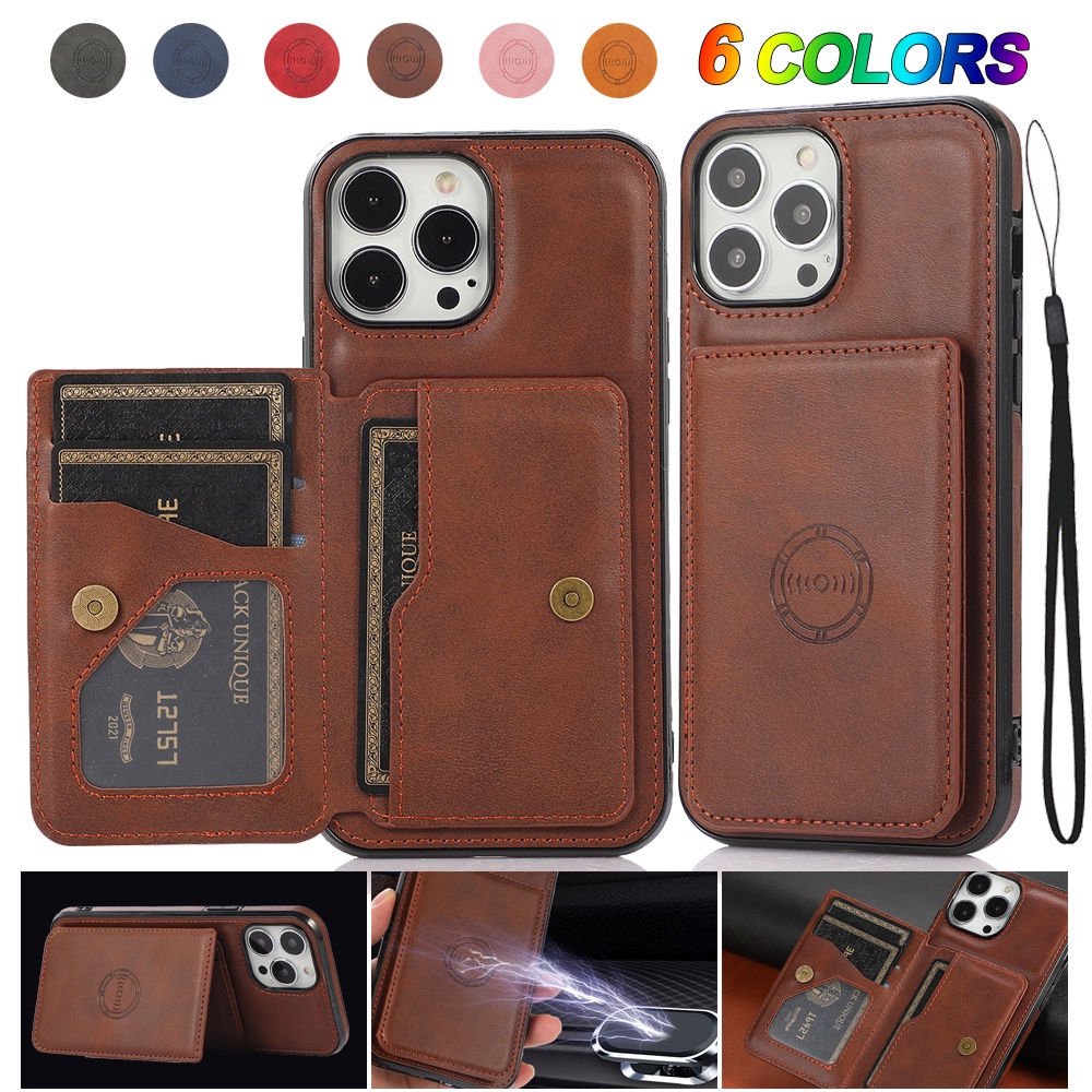 Magnetic Flip Wallet Phone Case For iPhone 13 12 Mini 14 11 Pro XS Max XR X 7 8 6 6s Plus SE 2020 2022 Credit Card Holder Leather Cover