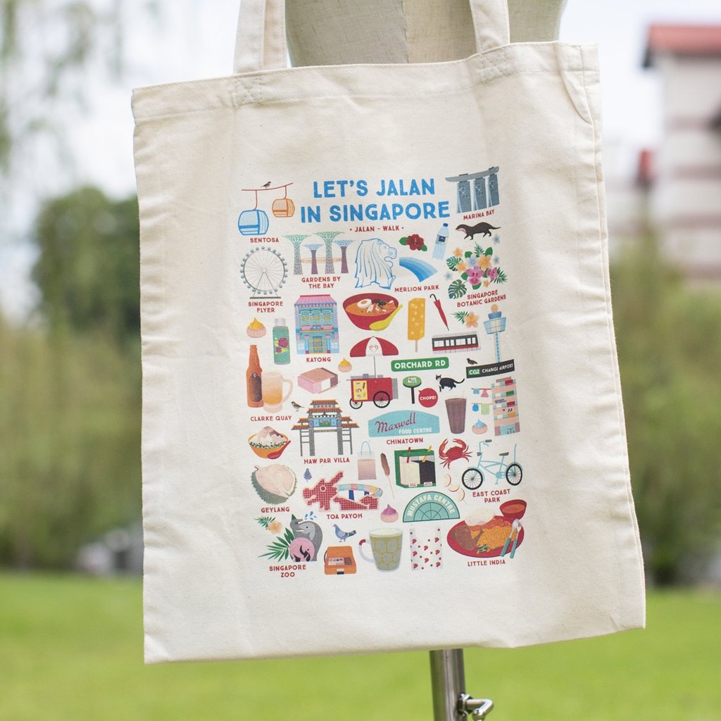 Singapore Tote Bag Cotton Canvas Gift Souvenir Shopee Singapore