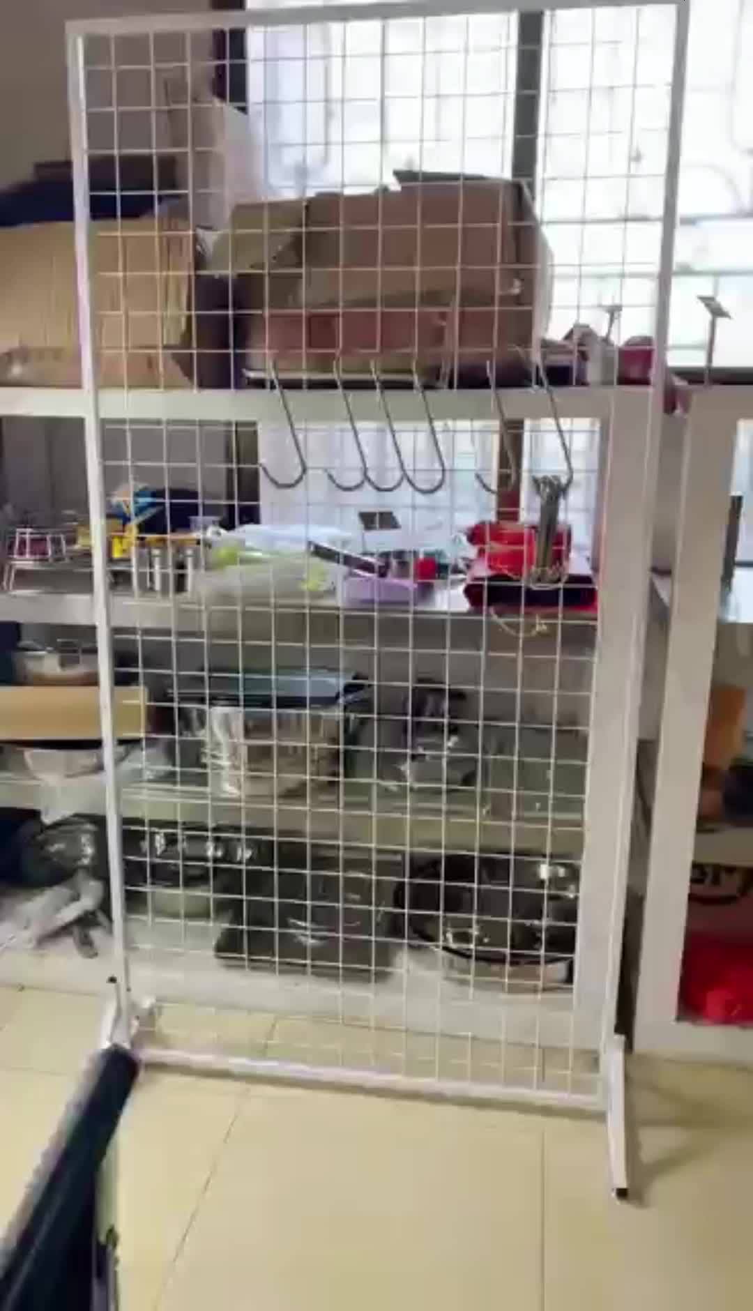 Vertical mesh floor display frame mobile double-sided wire mesh rack ...