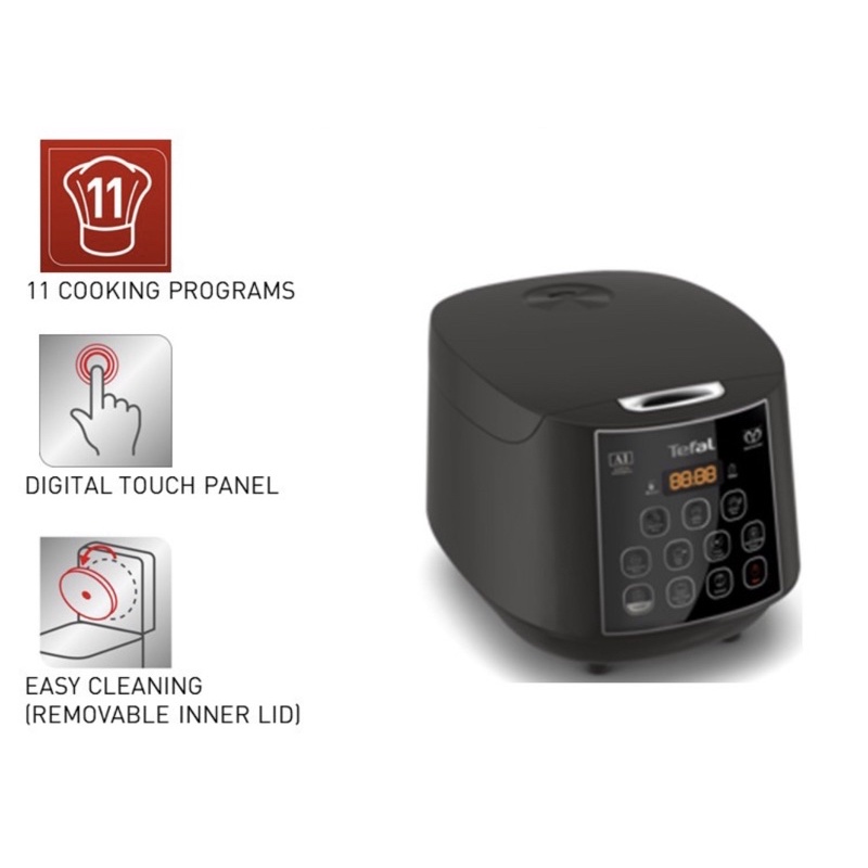 Tefal 1.8L Easy Rice Plus Fuzzy Logic Rice Cooker RK736B Shopee Singapore