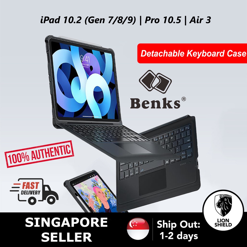 [SG] Benks iPad 10.2 / Air 3 Detachable Bluetooth Keyboard Case with