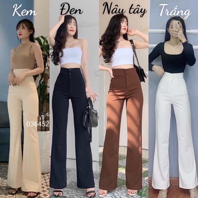 High Back Flare Pants Two Buttons Modern Style | Shopee Singapore