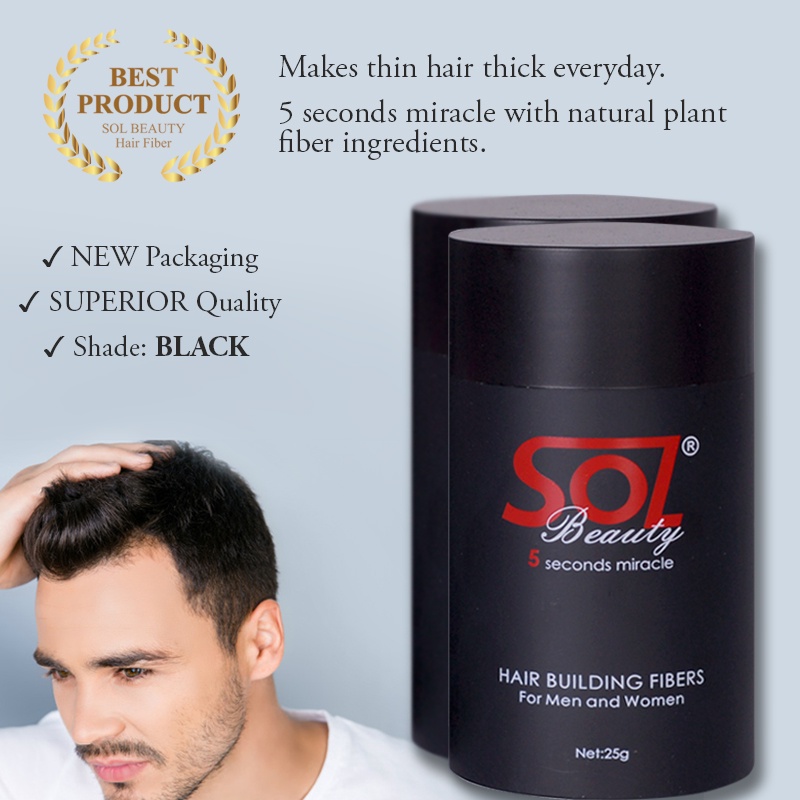 SOL BEAUTY Hair Building Fiber - Starter Pack and Value Pack. Hairline ...