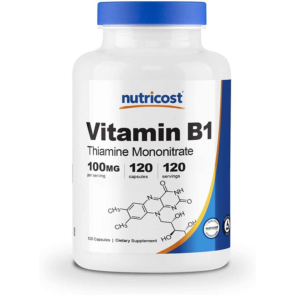 Nutricost Vitamin B1 (Thiamine) 100mg, 120 Capsules Gluten Free and
