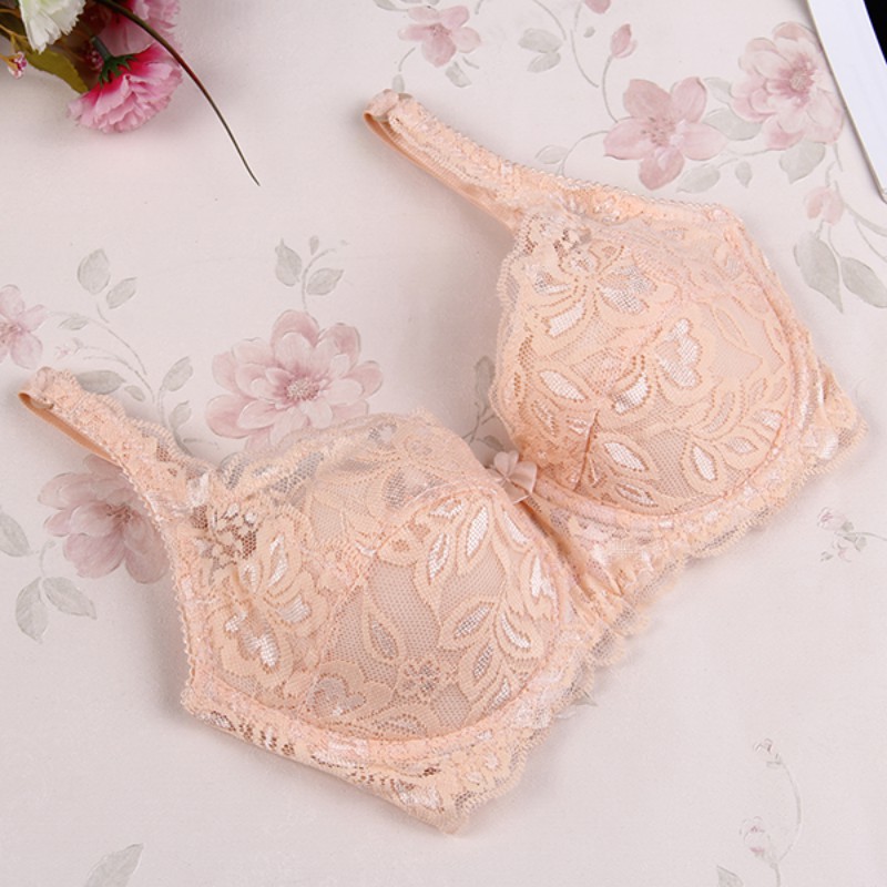 Women Deep V Non-Padded Lace Sheer Bra Underwire 3/4 Cup Bras | Shopee ...