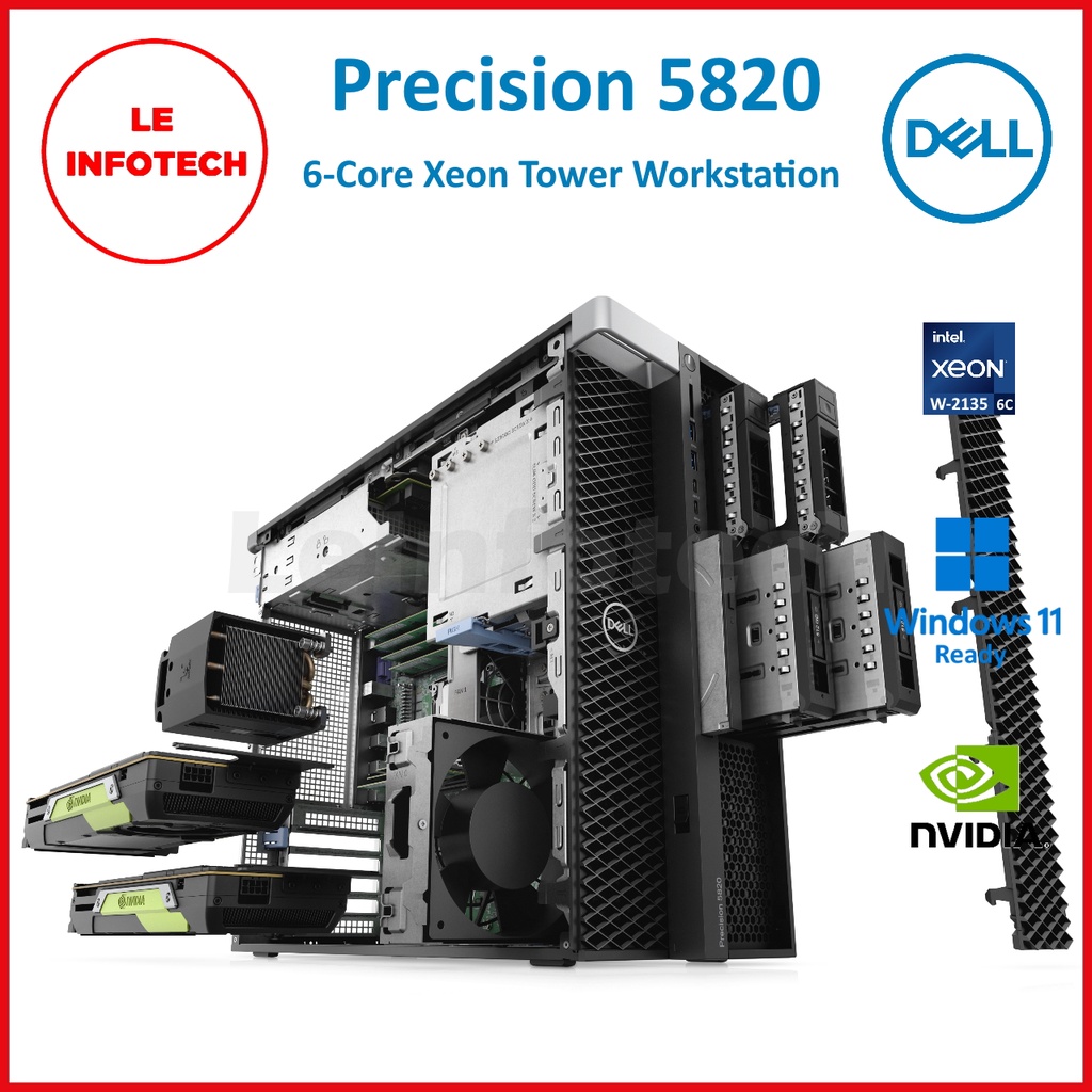 Dell Precision 5820 Tower Workstation 6-Core Intel Xeon W-2135 3.7GHz 32GB DDR4 New 512GB SSD Nvidia Quadro 2GB Win11Pro