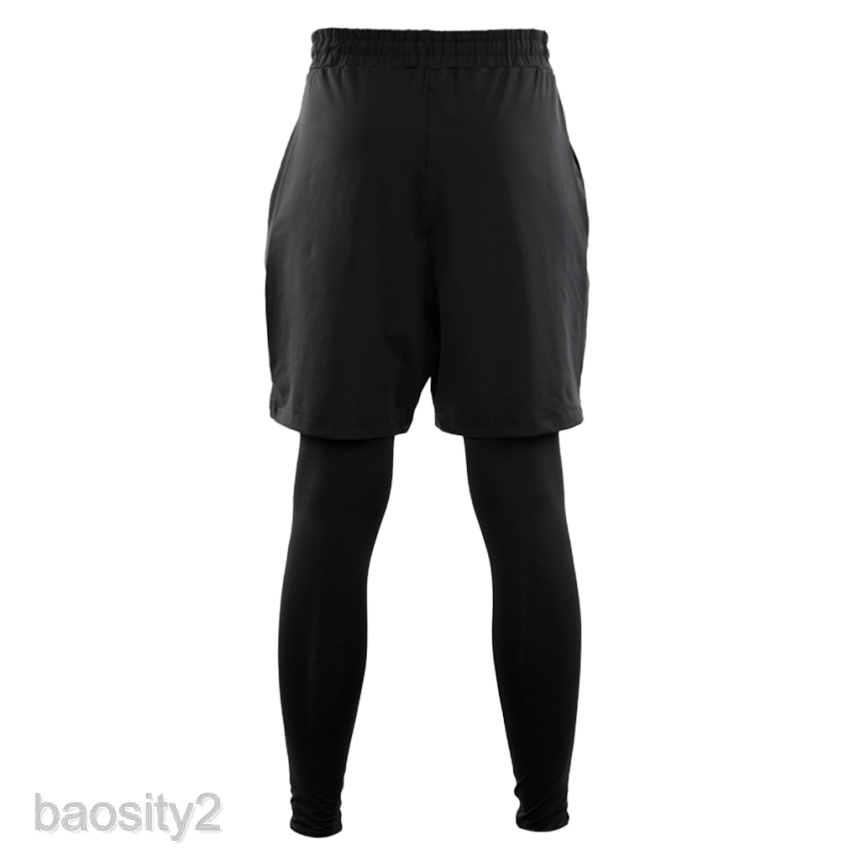 Men 2 In 1 Running Shorts Compression Pants Sport Leggings Breathab