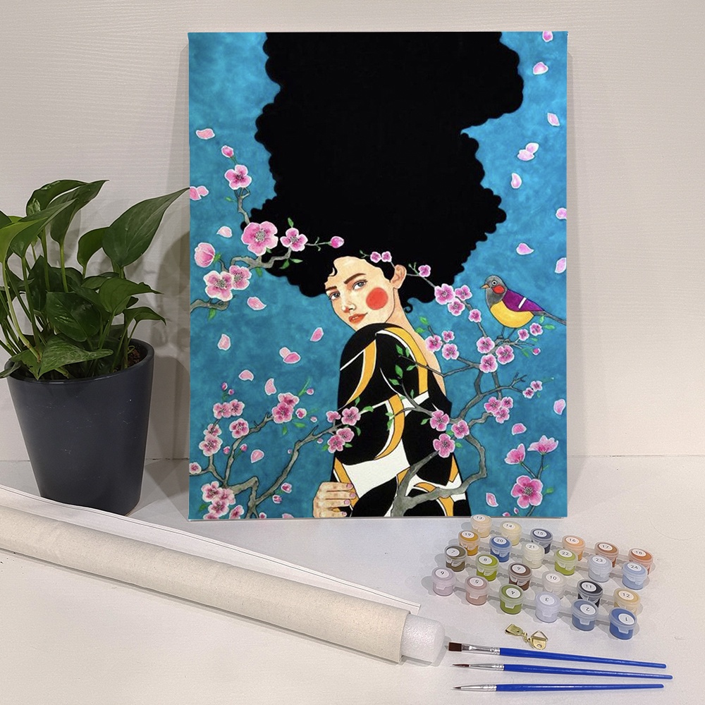 Ruopoty 60x75cm DIY Paint By Numbers With Frame Lady Canvas Painting