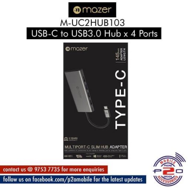 Mazer MULTIPORT-C SLIM HUB Adapter M-UC2HUB103