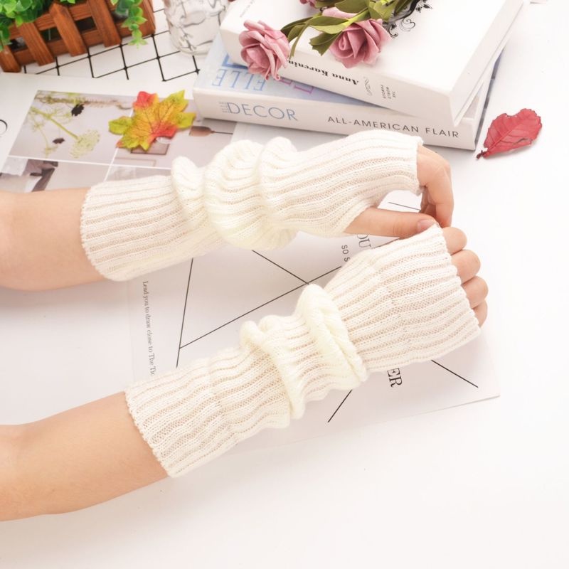 Fingerless Mittens Female Anime Gloves Women Knitted Gloves Arm Winter Warmers Japanese Goth