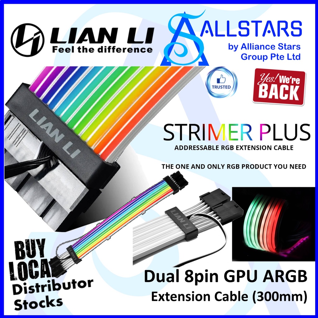 Lian Li Strimer Plus 8pin V2 / 6+2 Pin / ARGB /Length 300mm GPU ...