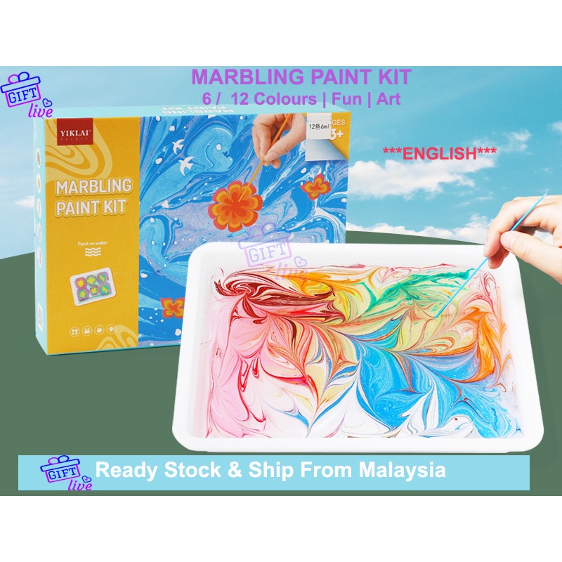 Jar Melo Jar Melo Water Marbling Paint Kit For Kids; 6 Colors, Marble Kit,Non-Toxic;  Water Art Paint Set, Art & Crafts Kit For Girls & Boys Ages 6-8, Art Kits  Paint 