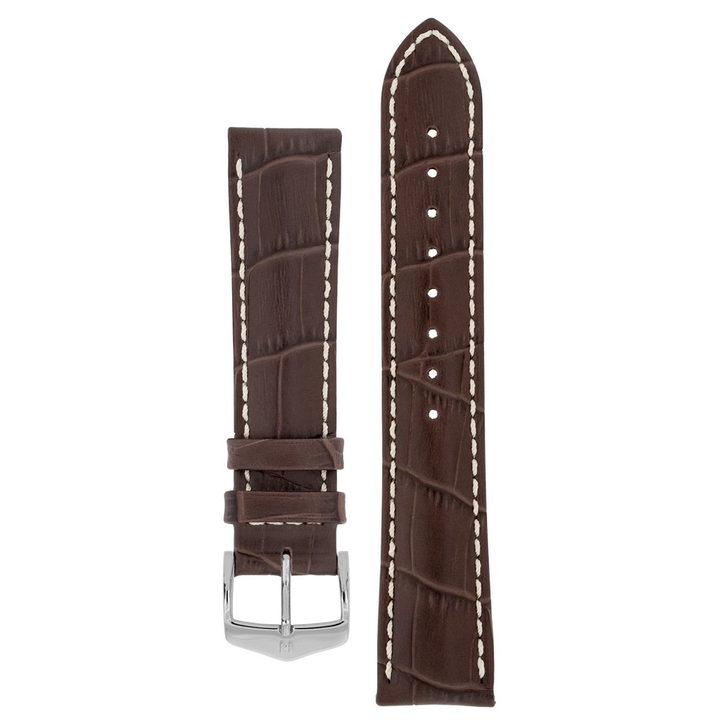 Hirsch MODENA Alligator Embossed Leather Watch Strap in BROWN Shopee