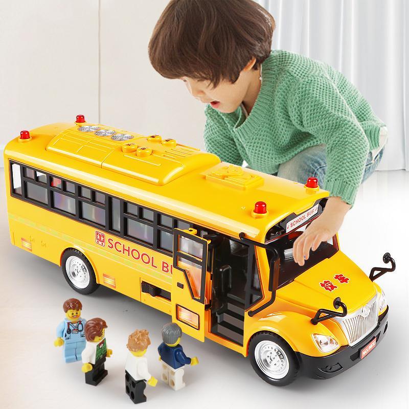 Duang Cat] Large Boy Baby Children School Bus Toy Sound Light Car