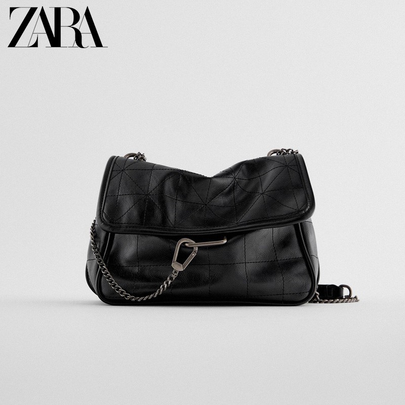 ZARA new ladies bag shoulder bag black rock style soft wallet