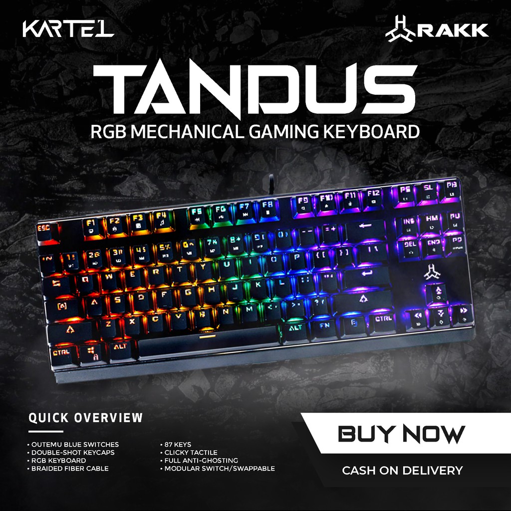 RAKK Tandus 87 Keys Multi-Color Mechanical Gaming Keyboard | Shopee ...