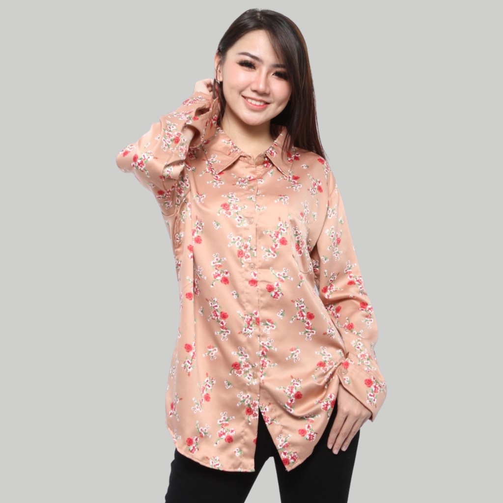 Monellina 006155 Kemeja Oversize Wanita Lengan Panjang - Gambar 4